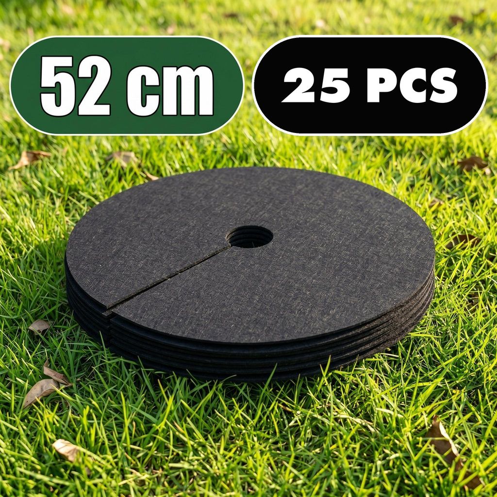 Unkrautvlies rund 25er Set 52 cm – Baumscheibe Mulchscheibe Produktbild 
