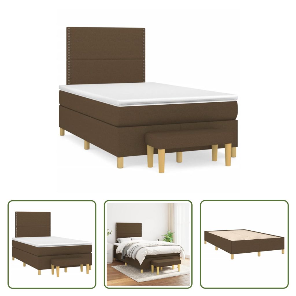 The Living Store Boxspringbett mit Matratze Dunkelbraun 120x190 cm Stoff
