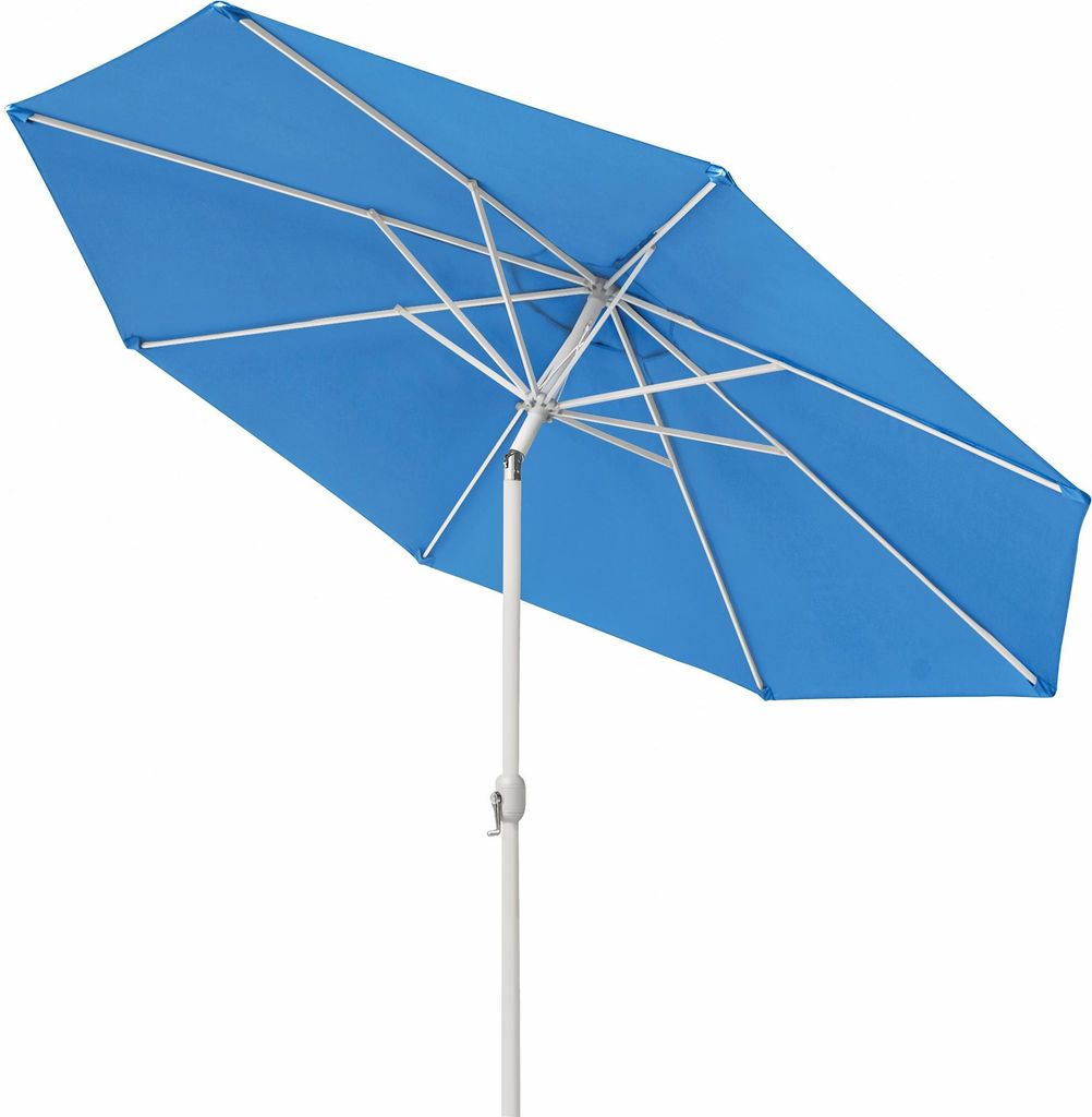 paramondo interpara Sonnenschirm, 3,5 m, rund, blau, Gestell, weiß knickbar, Kurbelbedienung, Alu-Mast & Air Vent | Balkonschirm & Gartenschirm | ...
