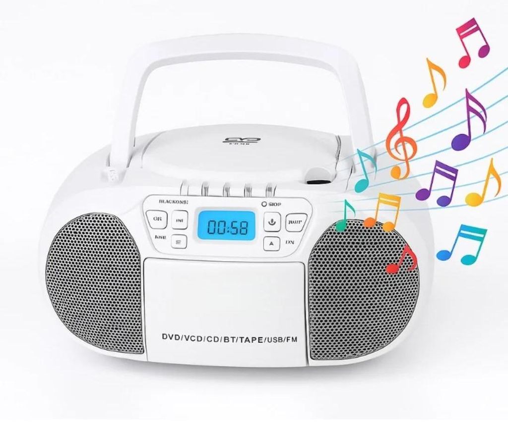 Multifunktionaler DVD-Player - Kassettenradio - Bluetooth - USB & microSD/TF - Aufnahme - Fernbedienung