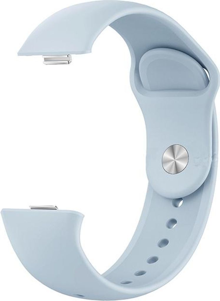A light blue watch strap is shown against a white background.