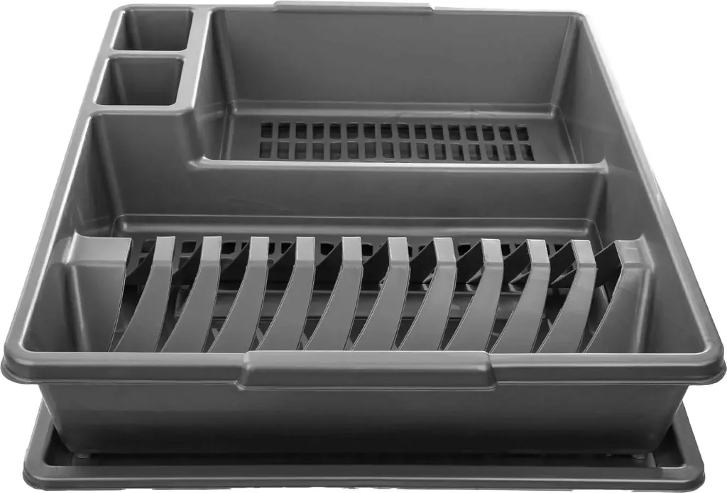 Scolapiatti da Banco Grigio 42 cm | Organizer Lavello con Scolaposate