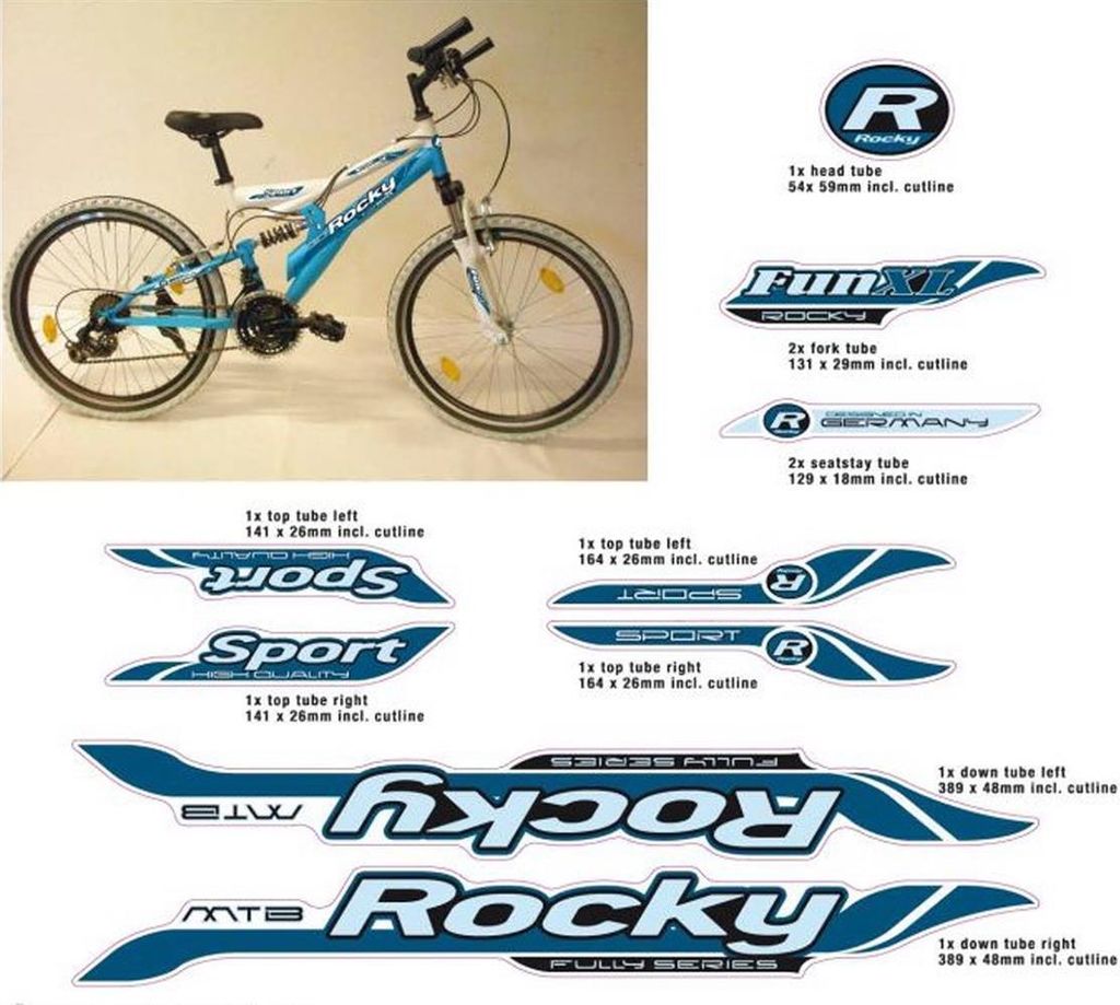 Fahrrad DEKOR Satz ROCKY MTB Rahmen Frame Decal Sticker 11 teilig