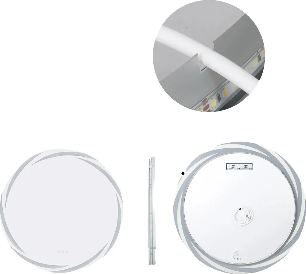 Miroir de Maquillage LED Anti-buée pour Salle de Bain Chic 80x80 cm