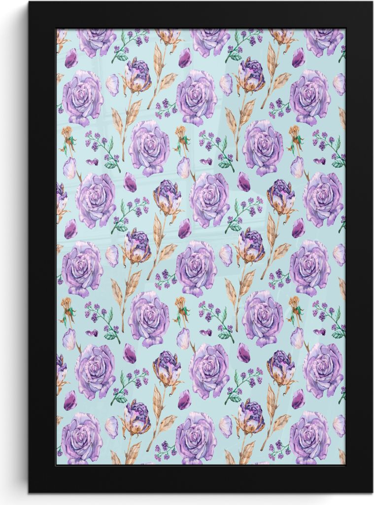 MuchoWow MuchoWow Gerahmtes Poster Blumen - Rosen - Lila 20x30 cm - Poster mit zchwarzem Bilderrahmen - Drucken - Bilder Poster im Rahmen