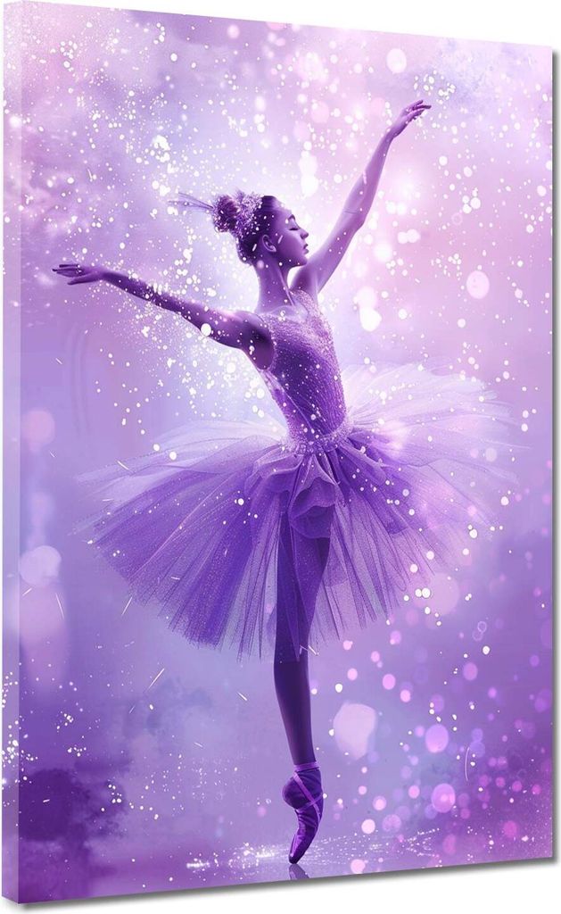 Abstrakt Ballerina funkelndes Violett Leinwandbild Wandbild Kunstdruck Wanddeko: 120x160x4cm