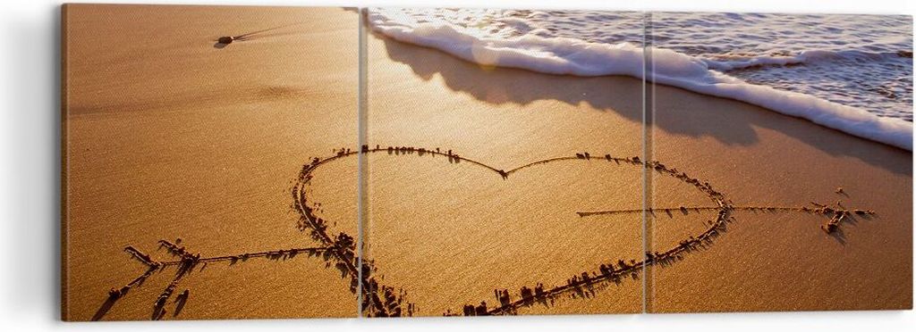 Bild auf Leinwand - Leinwandbild - Sommer Meer Sand Strand - 120x40cm - Wand Bild - Wanddeko - Leinwanddruck - Bilder - Kunstdruck - Wanddekoration...