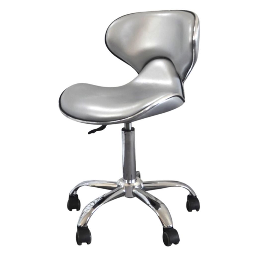 VALI Arbeitshocker Tattoohocker Drehhocker Kosmetikhocker Rollhocker Praxishocker Silber
