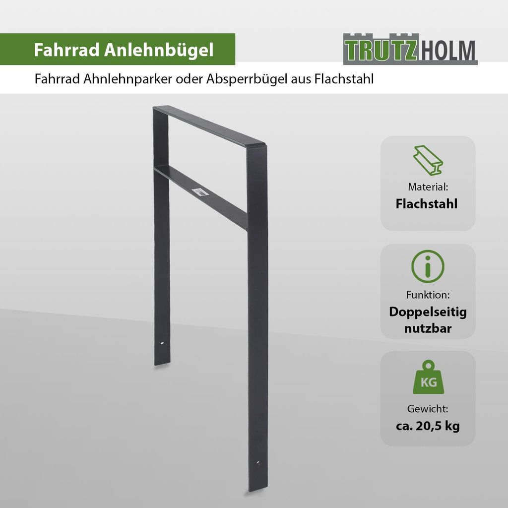 2 x Fahrradanlehnbügel 114 x 77 cm Flachstahl 13 mm Anthrazit Einbetonieren Fahrradständer Parker Typ H