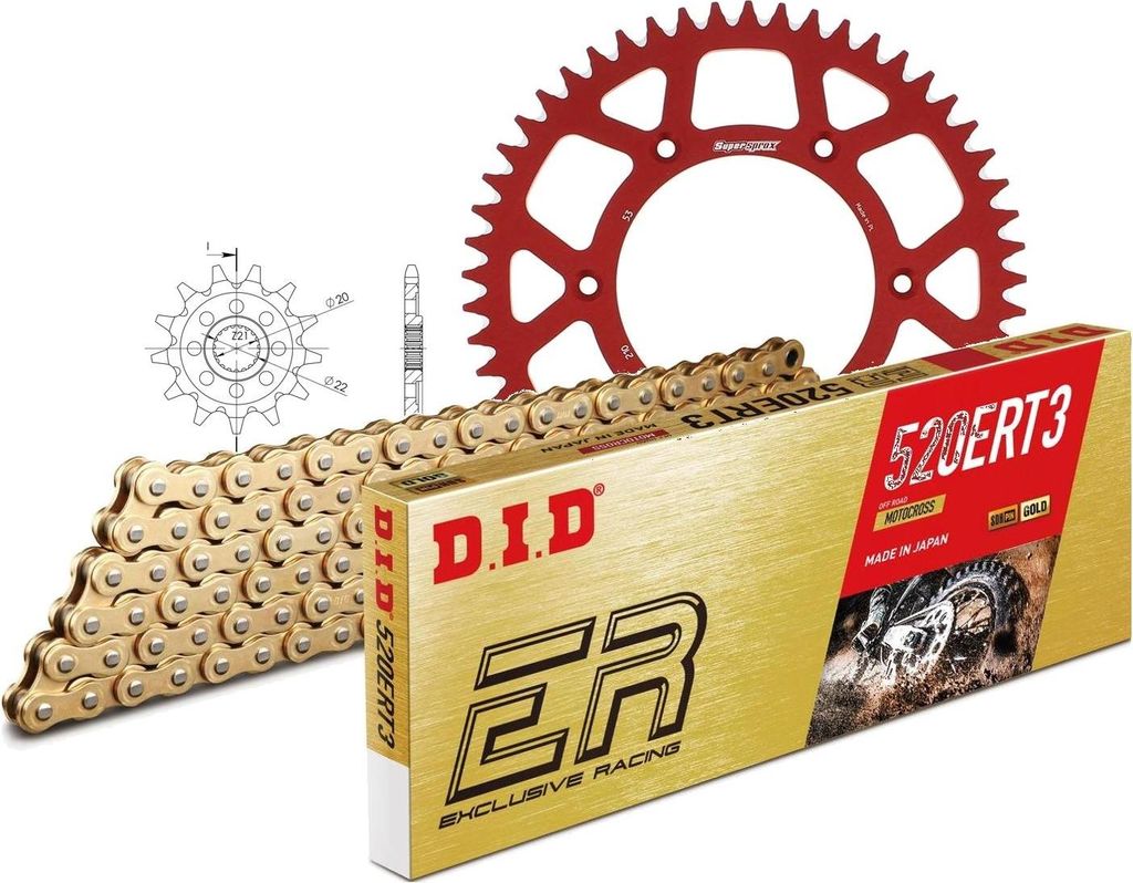 Kit Alu (rot) HM/passend für Honda CRE250 X Enduro 04-06/CR... 14-53-116 DID520ERT2(G&G) Clip