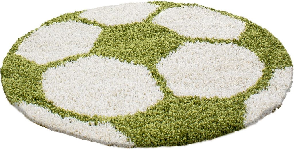 Fun Shaggy fußball kinderzimmer teppich hochflor rund Ø 100cm grün
