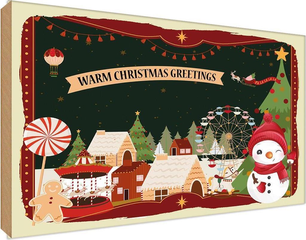 vianmo Holzschild 12x18 cm Weihnachten WARM CHRISTMAS GREETINGS