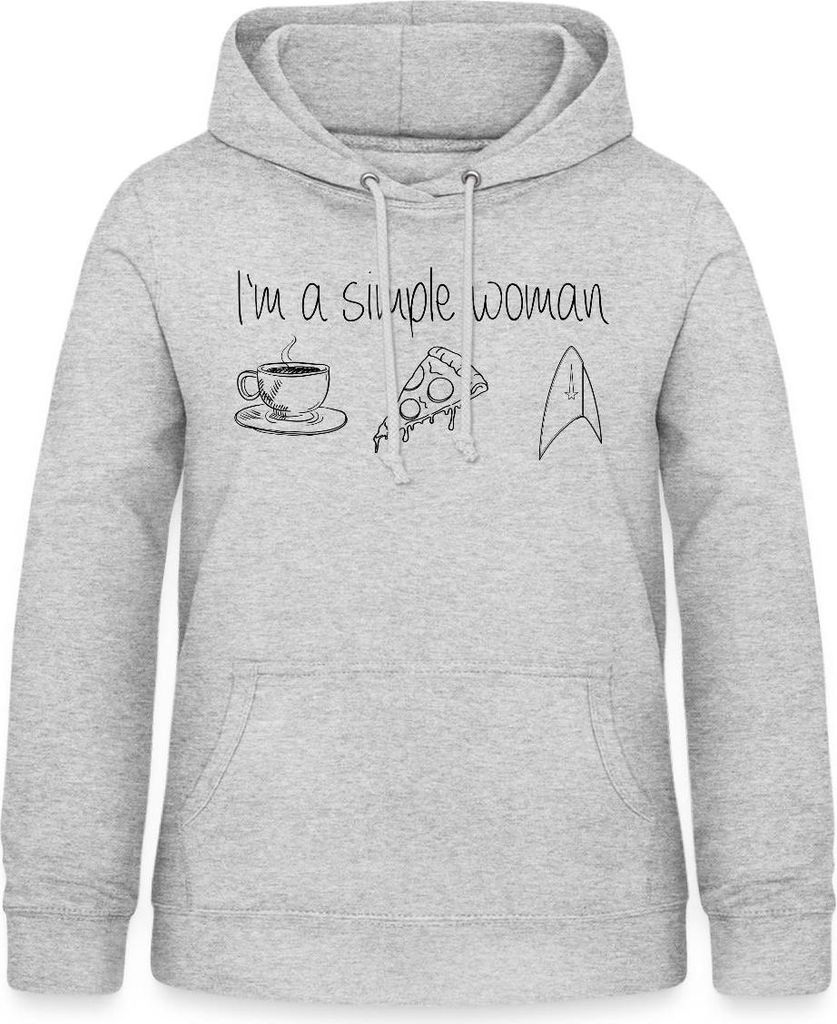 Spreadshirt Star Trek Discovery I'm A Simple Woman Damen Hoodie, L, Hellgrau meliert