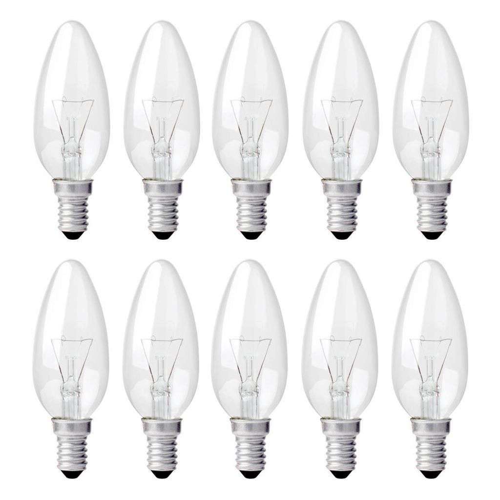 10 x Leuci Glühbirne Kerze 60W E14 klar Glühlampe 60 Watt Produktbild 