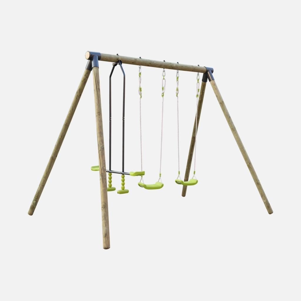 sweeek - Spielgerüst mit Schaukeln, 1 Wippen-Schaukel - Grün