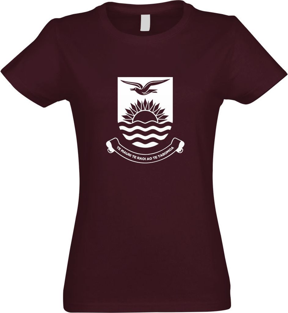 Kiwistar - T-Shirt tailliert - Damen - Burgund - Kiribati Wappen - mit Motiv Bedruckt - Funshirt Design - Sport - Freizeit - Damen - L