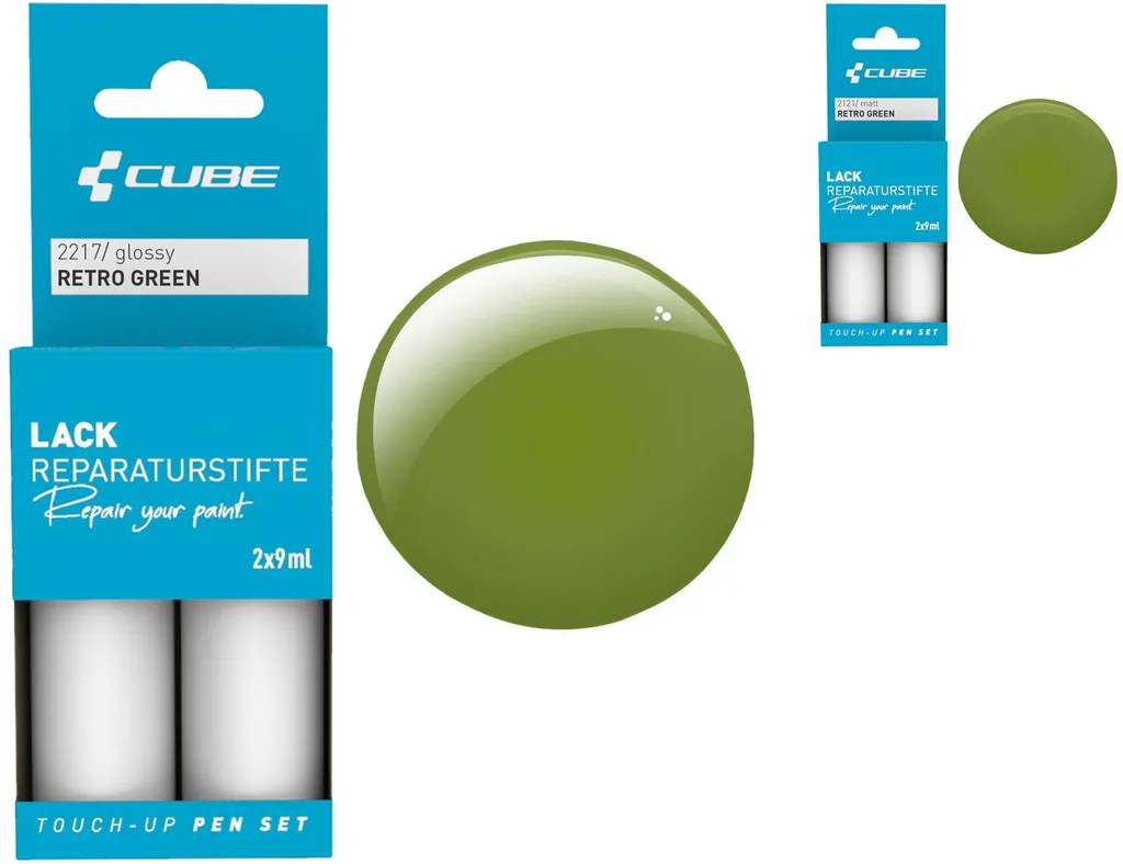 Kit retouche carrosserie Cube vert rétro avec finition haute brillance