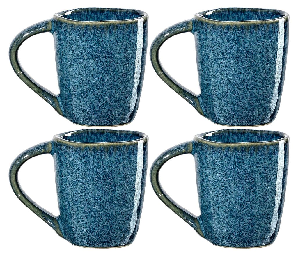 Leonardo Matera Espressotassen 4er Set, Mokka-Becher aus Steingut, spülmaschinengeeignete Espresso-Gläser, Keramik-Tassen, blau, 90 ml
