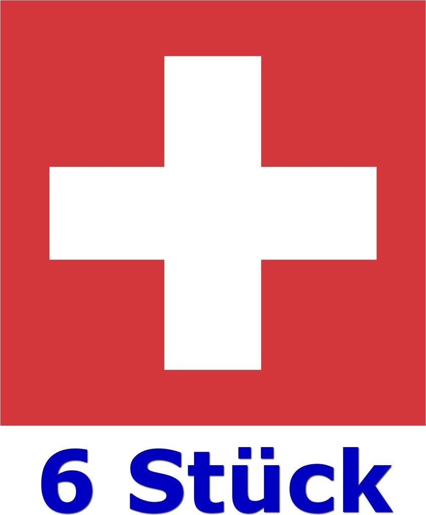 6 Stück - Folienaufkleber rotes Kreuz Größe 98 x 98 mm - für innen und außen geeignet ( 511g ) - Verbandskasten Erste Hilfe Medizinschrank