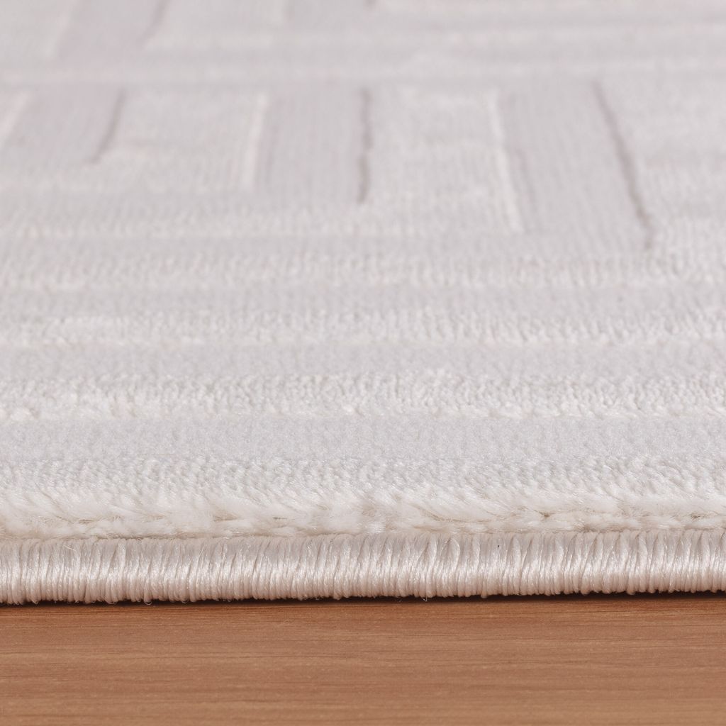 Villa Möbel Sahique Wohnzimmer-Teppich, Designteppich, Geometrisch Design, Farbe:Creme, Grösse:80x250 cm