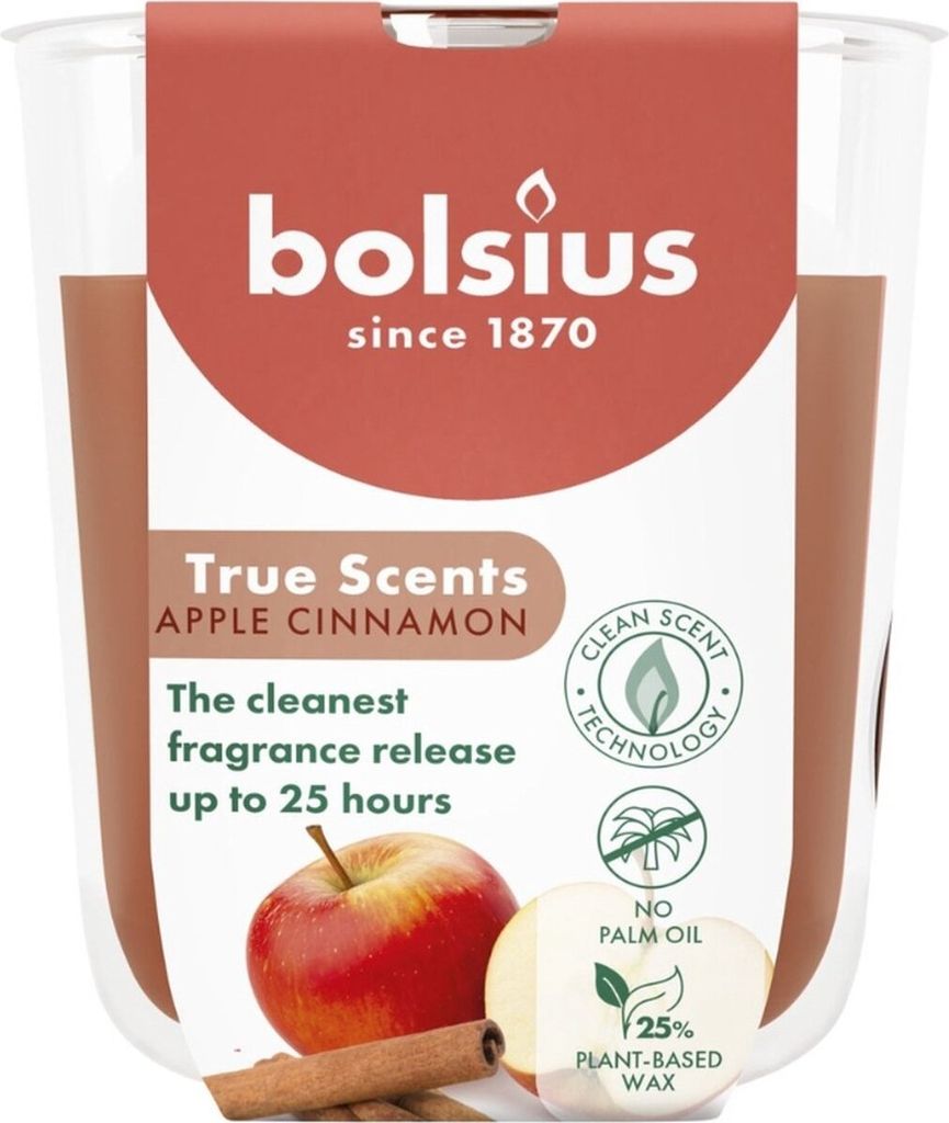 Bolsius Duftkerze True Scents Apfel-Zimt 8 cm im Glas Produktbild 
