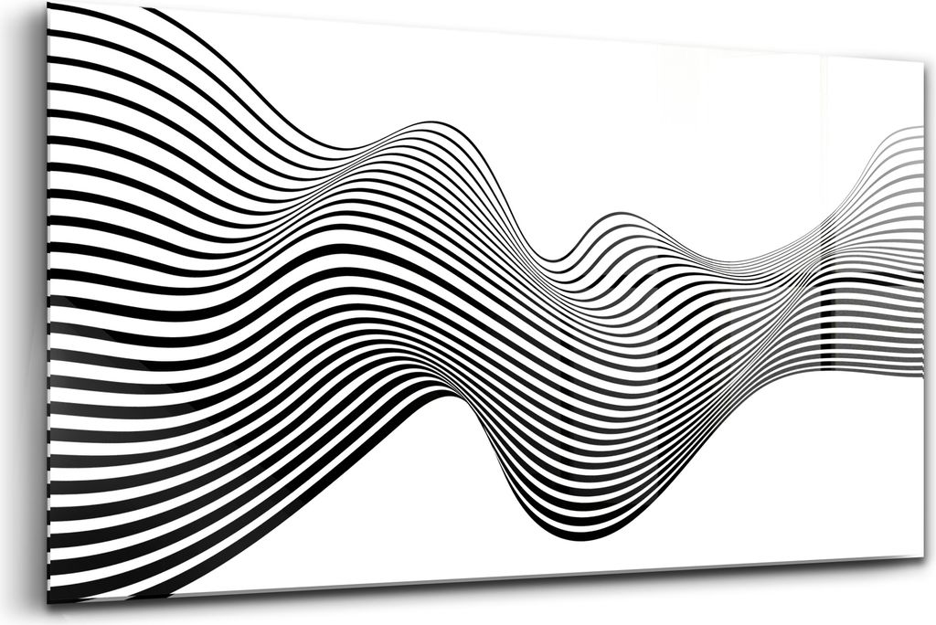 Bilder auf glas - Einteilig - Wanddekoration - Glas Bilder - 120x60 - Optische Kunst abstrakten Hintergrund Welle Design schwarz und weiß