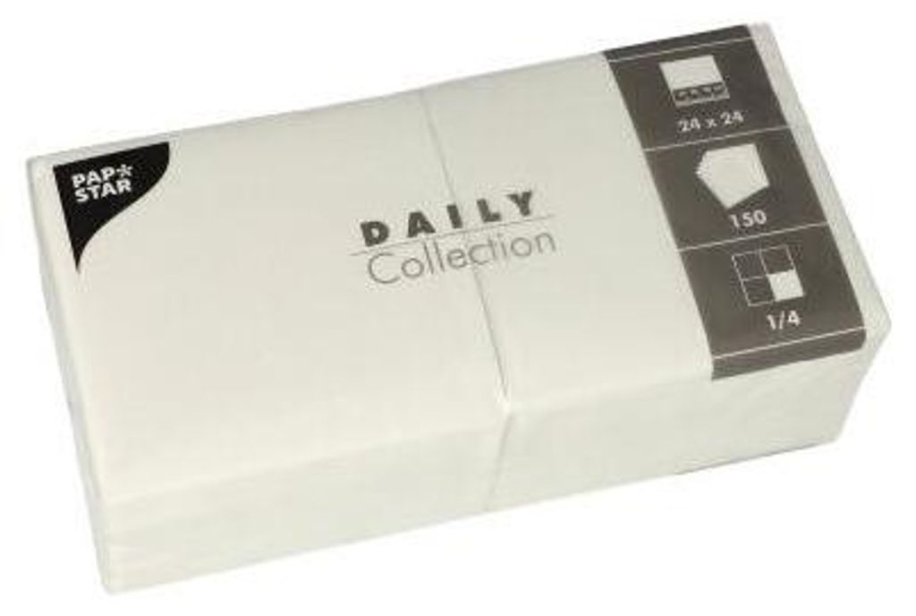 Servietten "DAILY Collection" 1/4-Falz 24 cm x 24 cm weiss Produktbild 