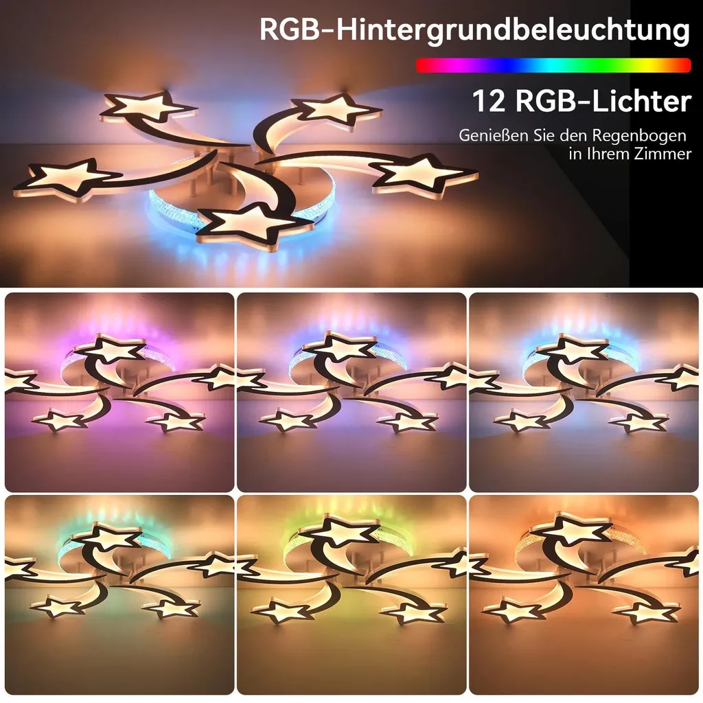 Plafonnier LED 54W Dimmable avec Effets RGB Colorés et Télécommande sans fil - 4