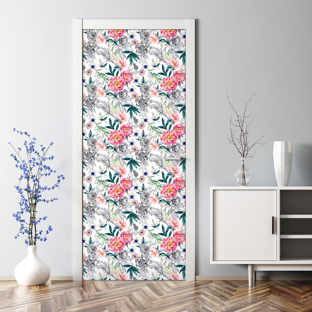 Dekorative Türposter selbstklebend Klebefolie Wandaufkleber Türaufkleber Flieder Blumen 70 x 200 cm