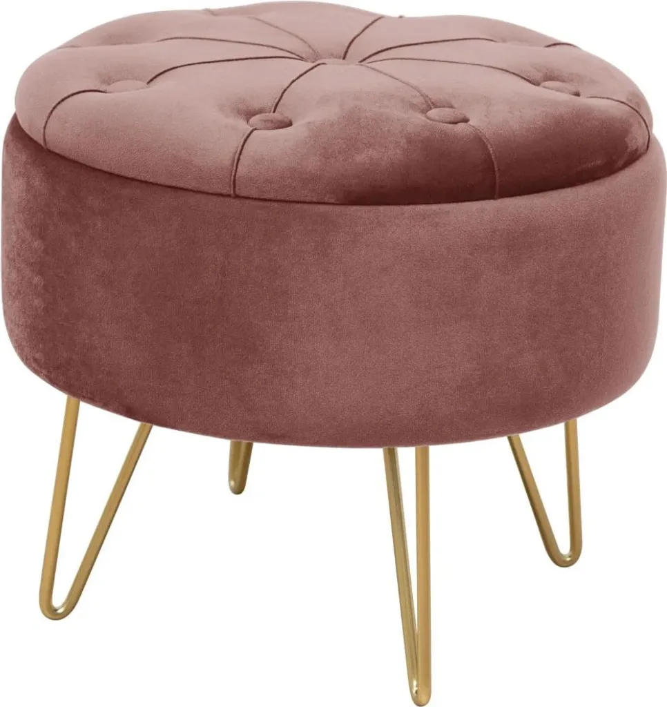 Tabouret DRAVIEN rose : gagnez de la place avec ce rangement élégant - 3