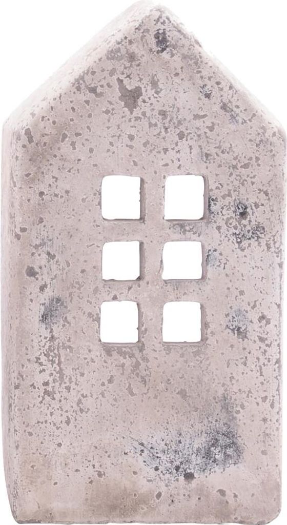 Windlicht Haus Antik Optik Zement creme 30,5 cm Produktbild 