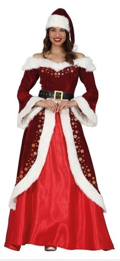 Elegante costume natalizio da donna rosso-bianco-oro - L Immagine del prodotto 