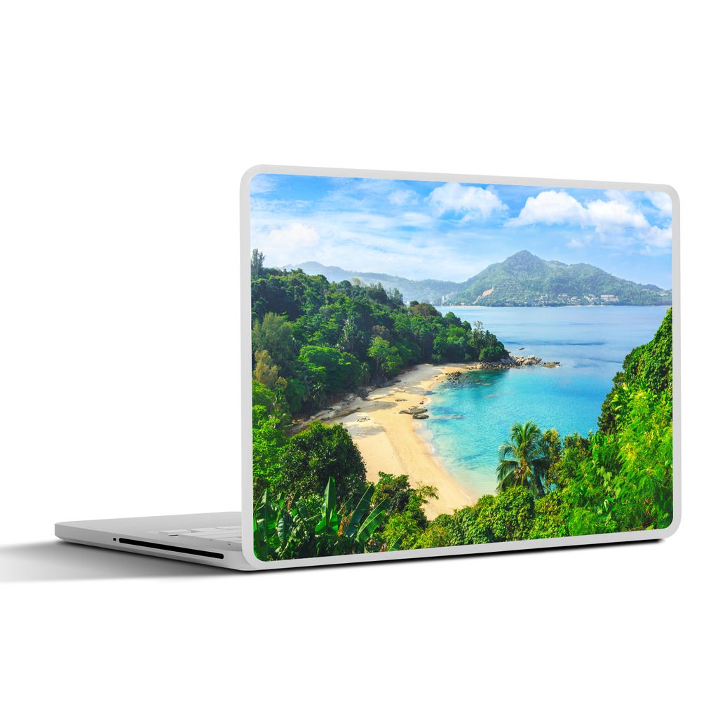 MuchoWow Laptop Aufkleber Sticker Cover Strand - Meer - Insel - Baum 32.5x23.5 cm - Sticker für Laptop - Selbstklebend