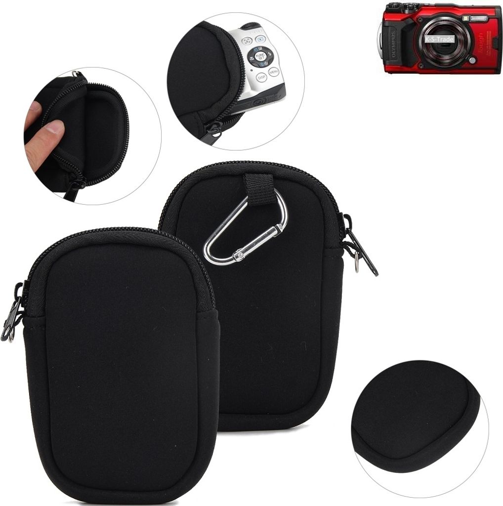K-S-Trade Kameratasche kompatibel mit Olympus TOUGH TG-6 Schutz-Hülle Kompaktkamera Tasche Travelbag sleeve case Neopren-Hülle Fototasche schwarz