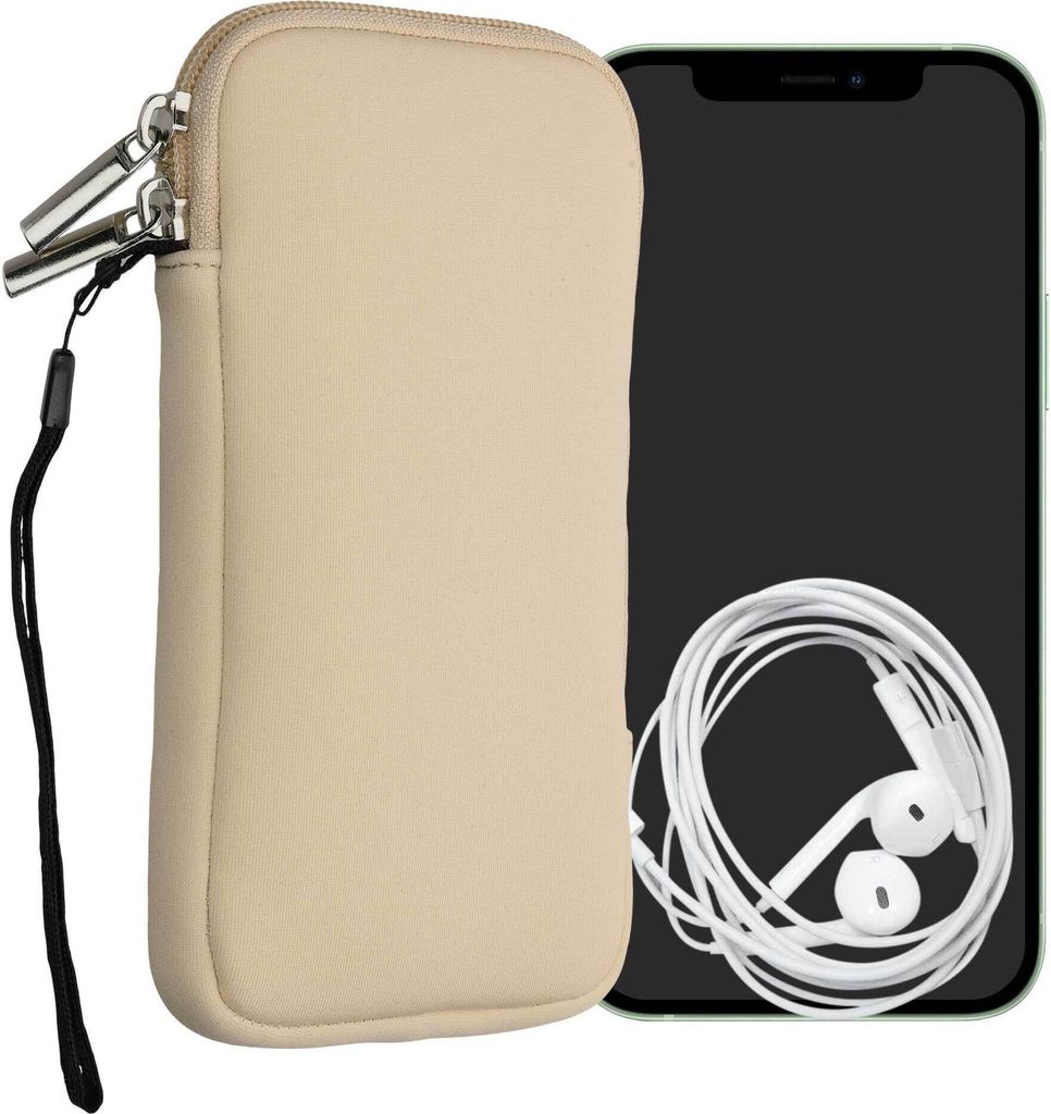 kwmobile Handytasche für Smartphones XXL - 7" - Neopren Handy Hülle Creme - Handy Tasche 17,7 x 8,5 cm Innenmaße