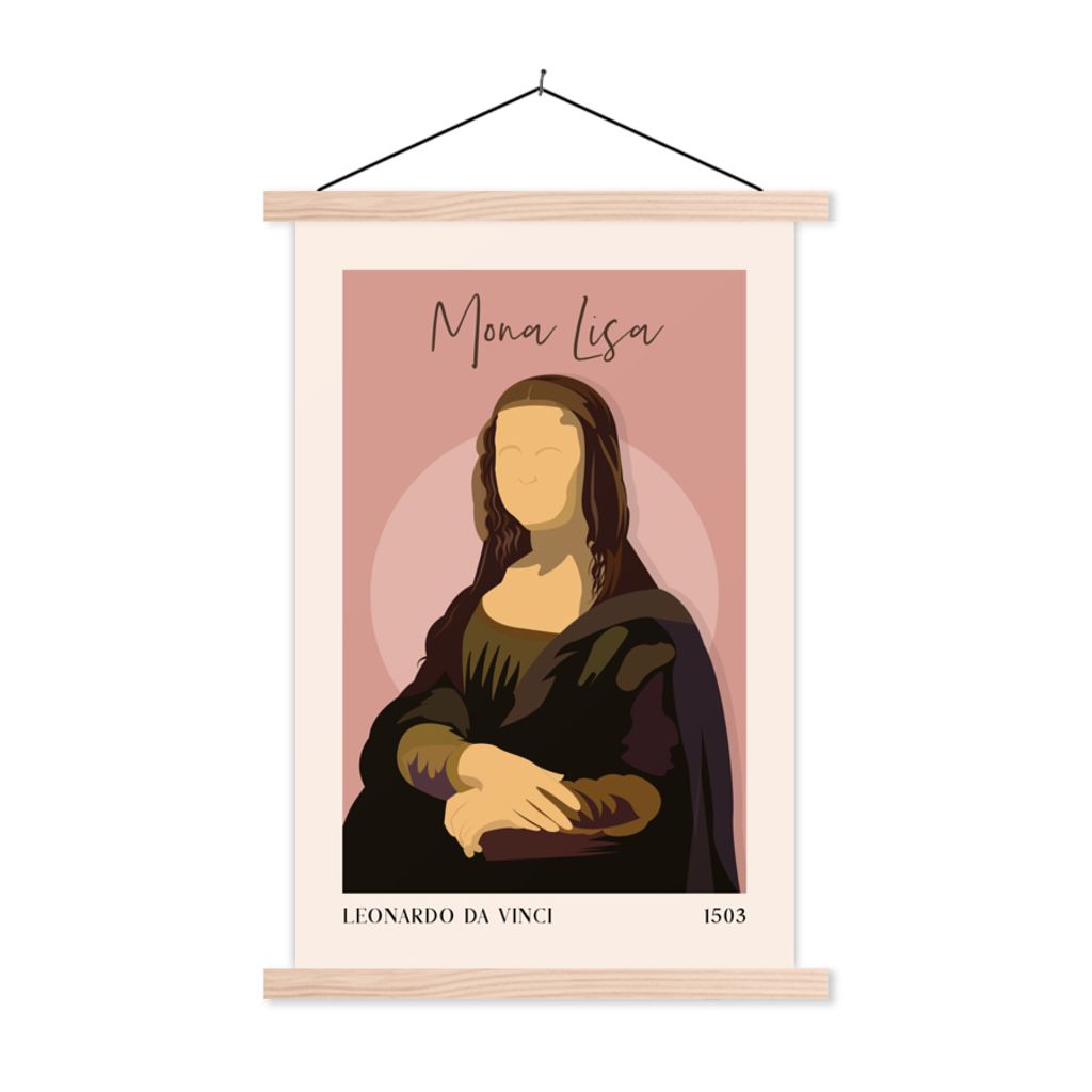 MuchoWow Textilposter Leonardo da Vinci - Alte Meister - Rosa - Pfirsich 120x180 cm mit holzfarbenen Rahmen - Textil-Plakat