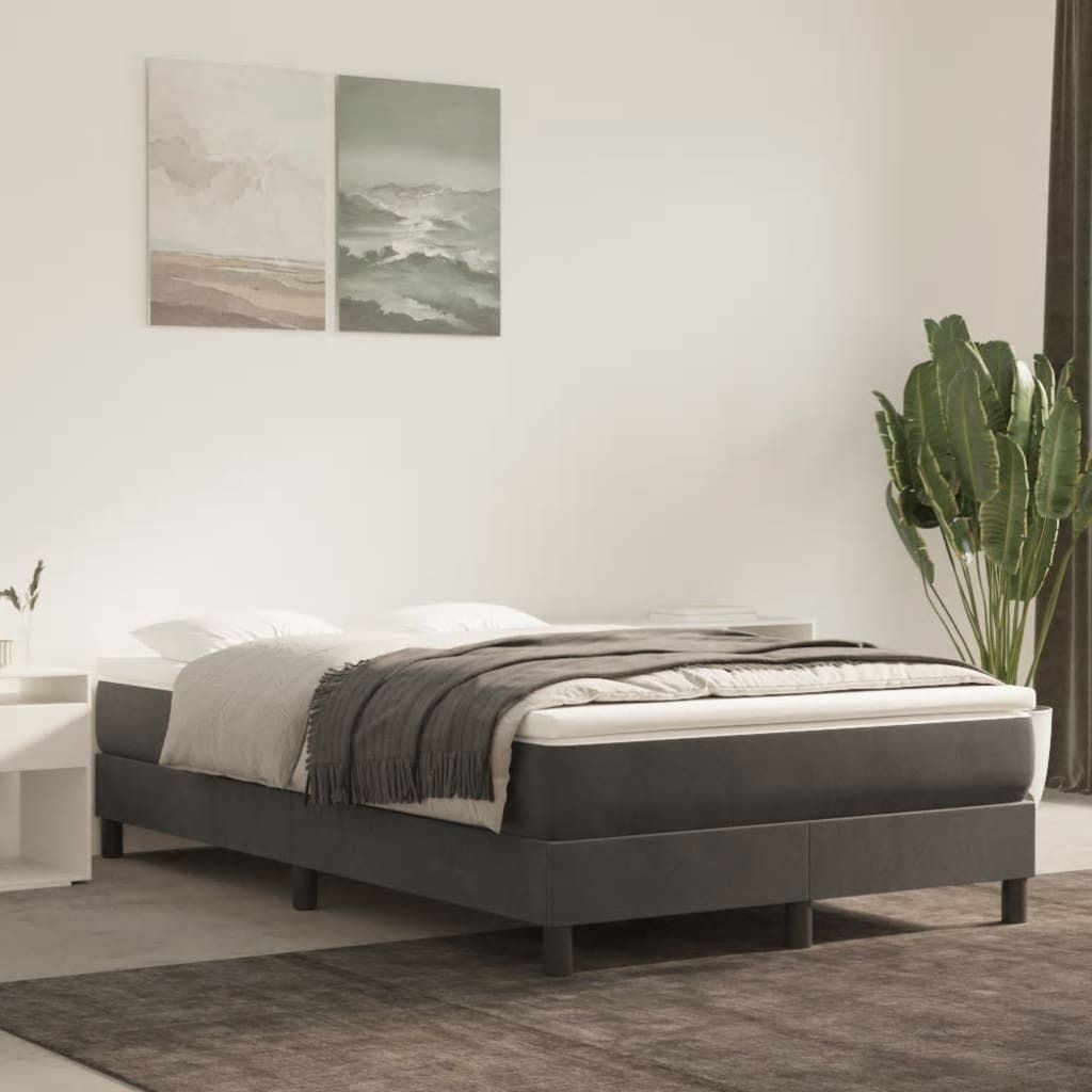 "Rabatt" Boxspring-Bettrahmen 2 Personen - Schlafzimmerbett - Dunkelgrau 120x200 cm Samt - Klassische Betten CC4560