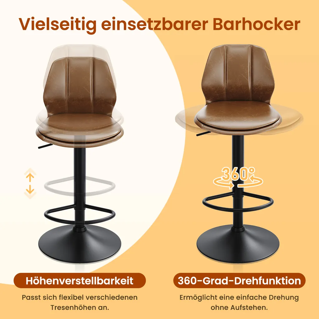 Tabourets Bar Confortables Réglables, Pivotants, Support 120kg - 8