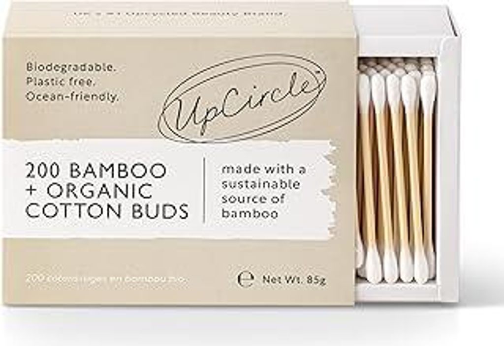 UpCircle Bambus-Wattestäbchen – 200 Stück – biologisch abbaubar, nachhaltig, plastikfrei, vollständig recycelbar – umweltfreundliche Ohrst...