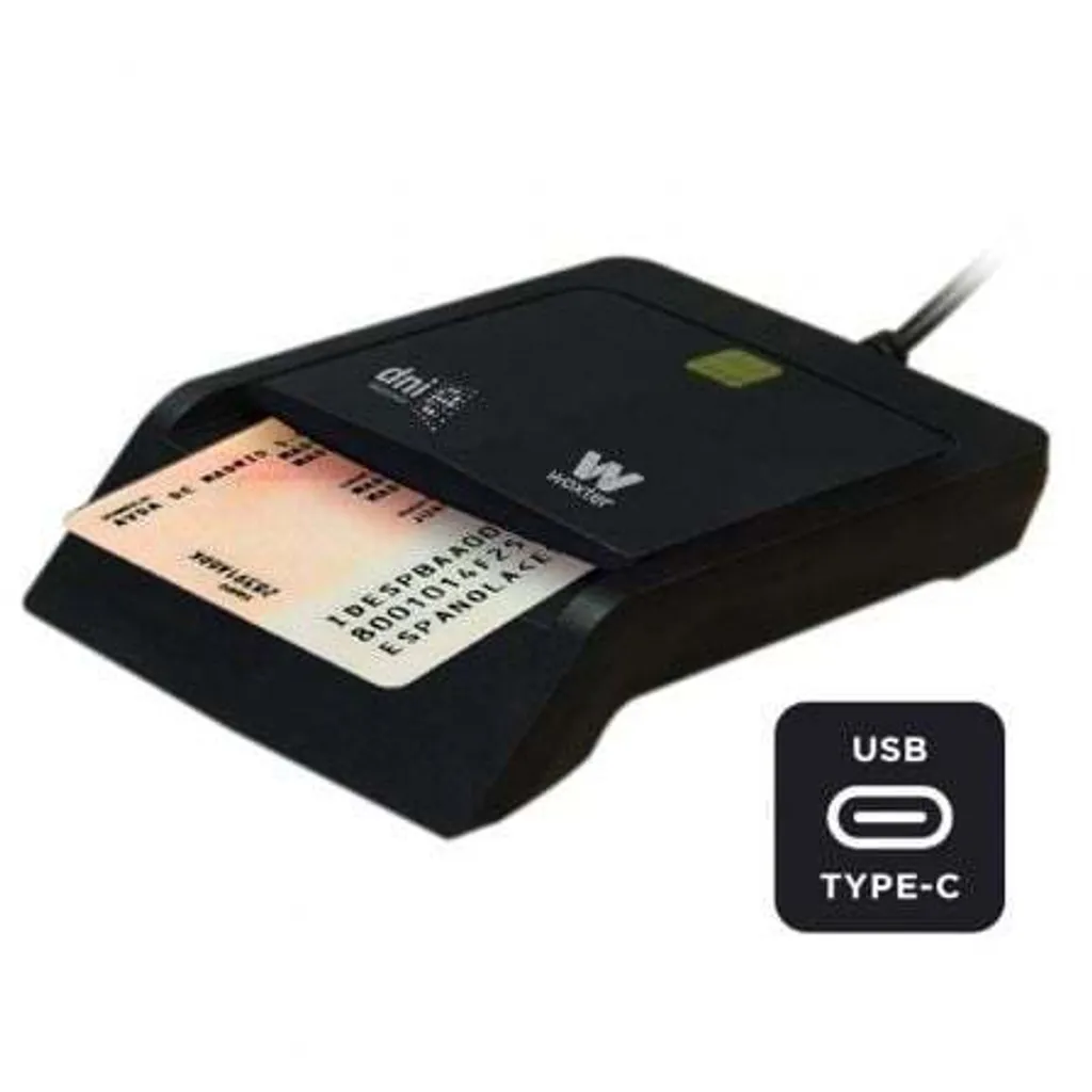 Lecteur de carte d'identité électronique Woxter Noir - USB 2.0 Haute Qualité