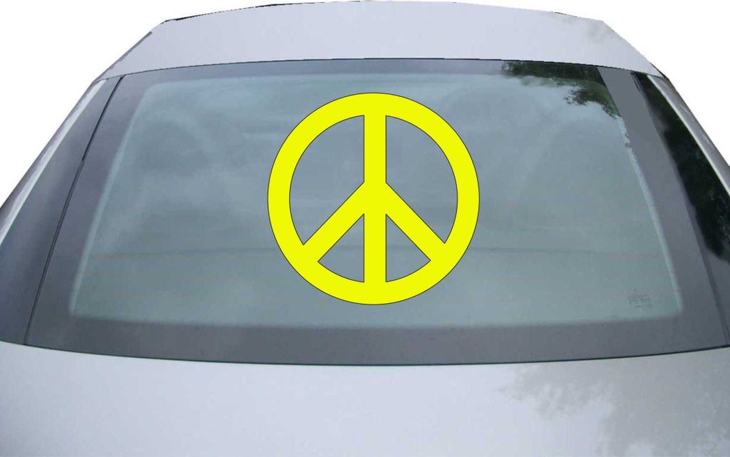 Indigos UG - Aufkleber Heckscheibe & Motorklappe DE2291 - neongelb - 600x600 mm - Peace - Auto Scheiben Fenster Heckklappe Tuning Racing JDM - Die cut