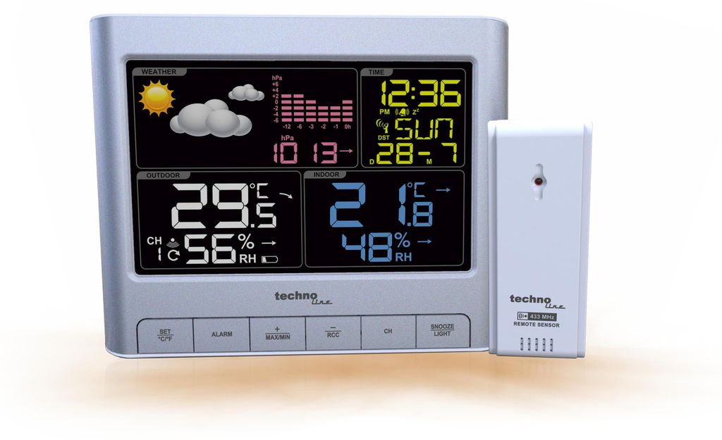Technoline WS 6449 farbige Wetterstation silber Produktbild 