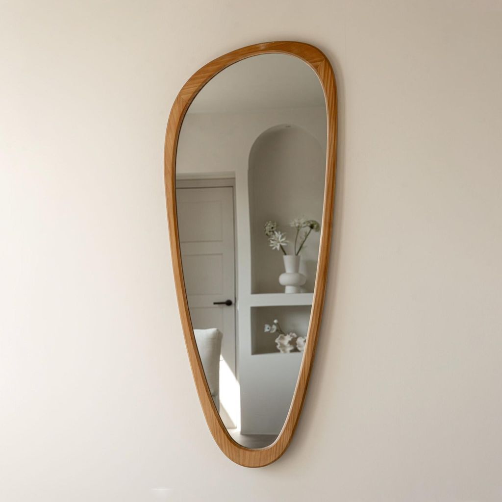 Indore Home – Spiegel – organische Form – asymmetrisch – Wandspiegel – 120 cm – Holz