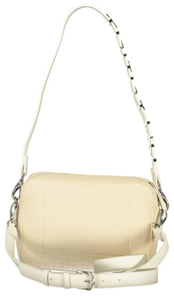 Petit sac à main beige type besace avec double rangement et bandoulière - 2