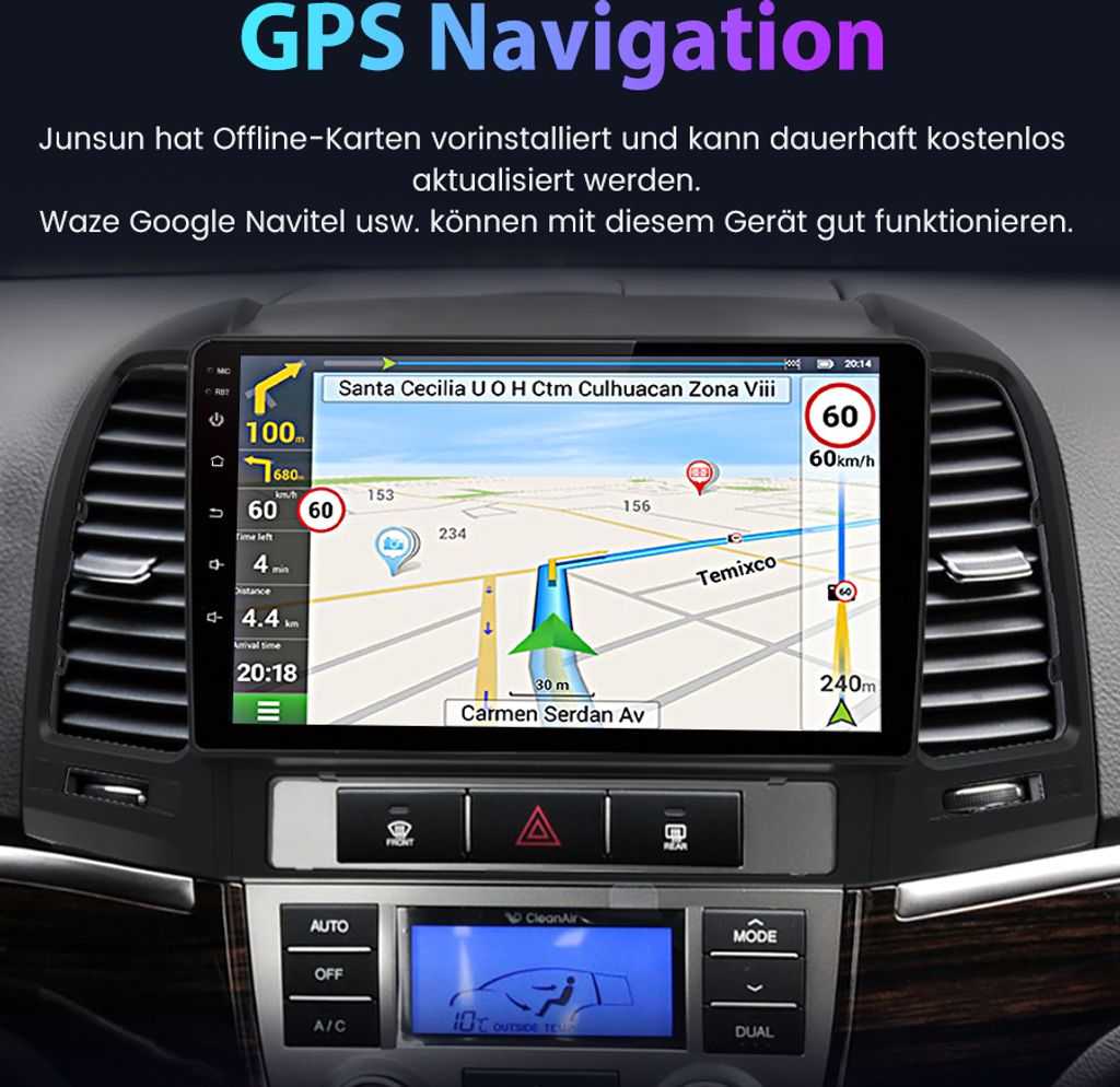9'' DAB Carplay Navi WIFI 6+128G Pre Hyundai Santa Fe 2 Obrázok produktu 7