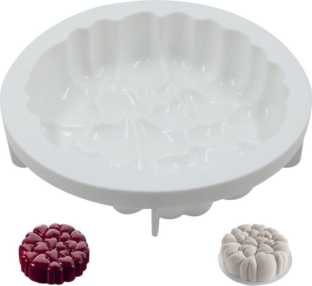 Siliconen 3D Herz Kuchenform - Backform für Torten und Desserts - 1 Stück - Rot - Silikon - 21 x 21 x 4,5 cm