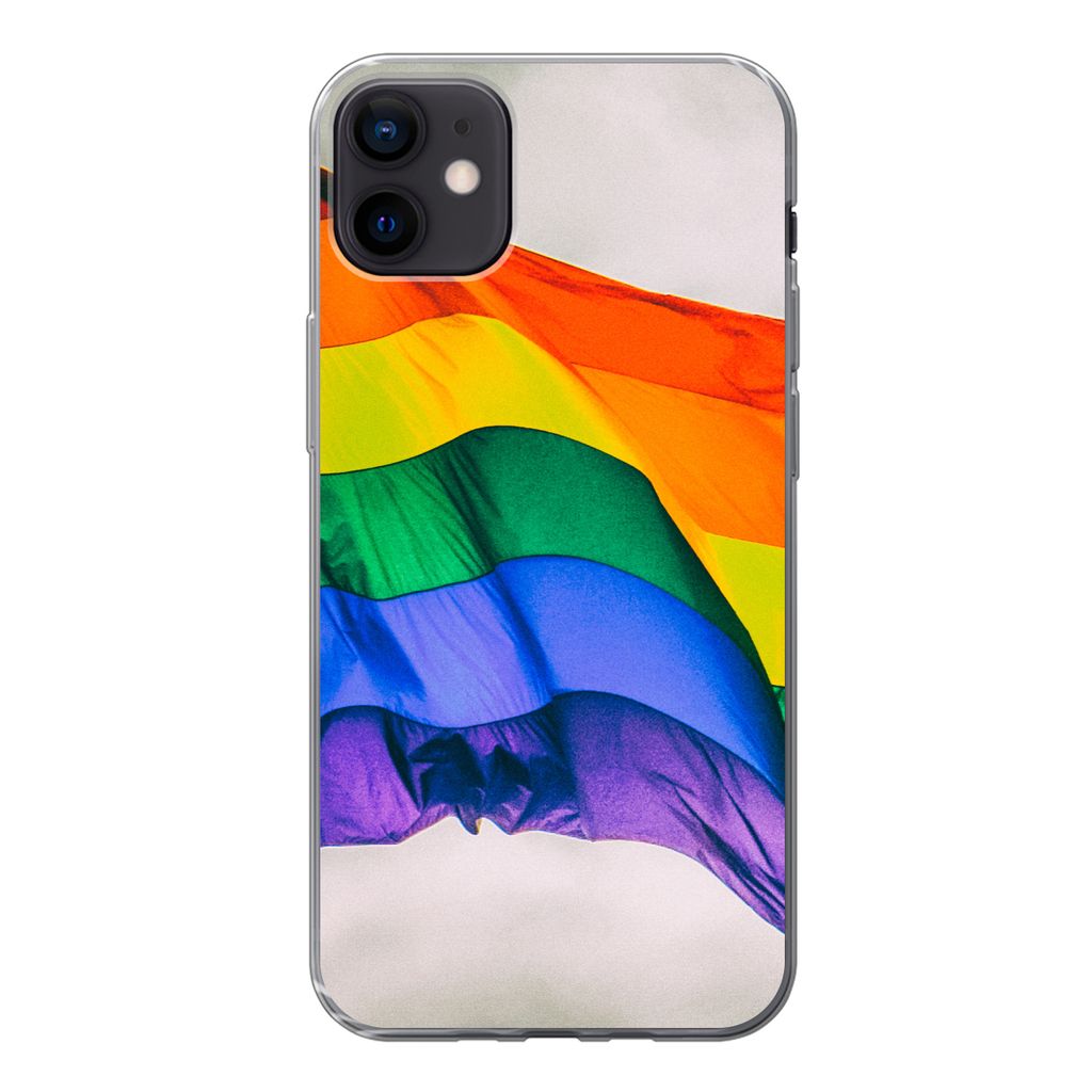 MuchoWow Handyhülle Schutzhülle Hülle für iPhone 12 mini Foto einer Regenbogenflagge Silikon Softcase Handy Hülle - Bild