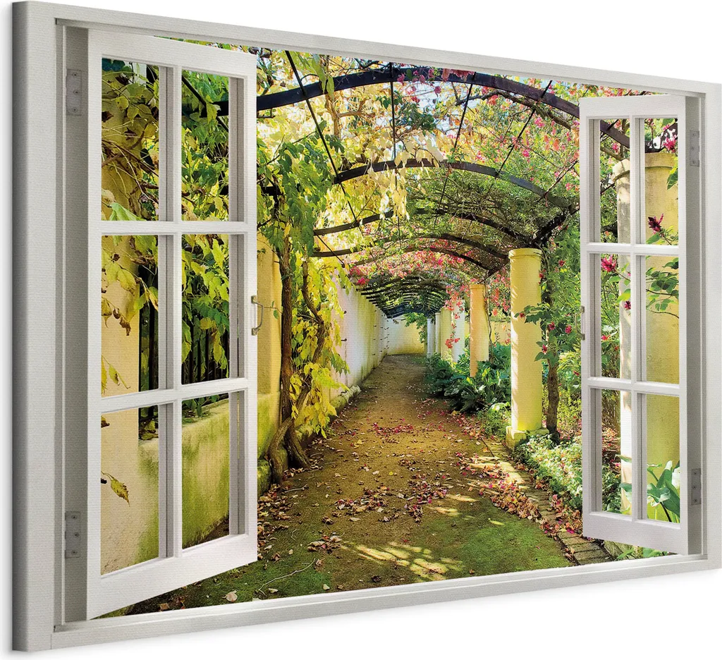 Offerta Quadro su Tela 90x60 Finestra su Pergola - Prezzo e Qualità