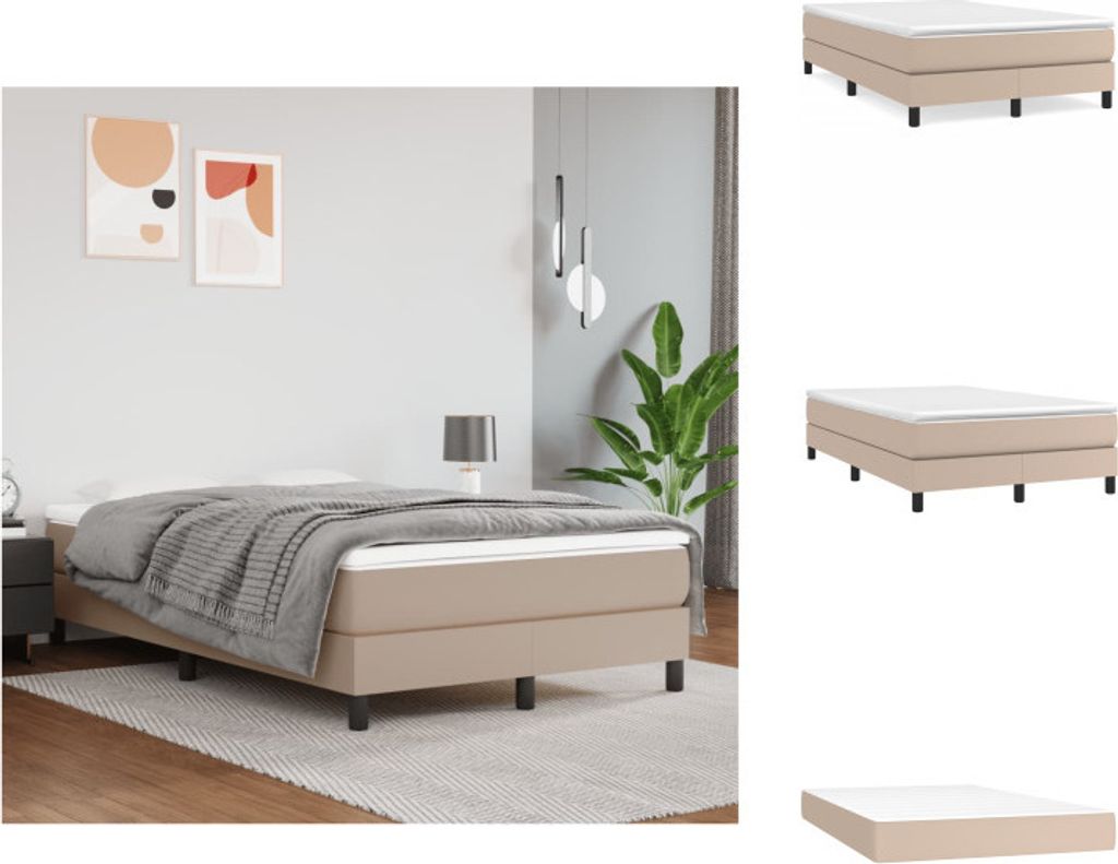 vidaXL Boxspringbett Matratze Cappuccino-Braun 120x200cm Kunstleder - Betten & Bettgestelle