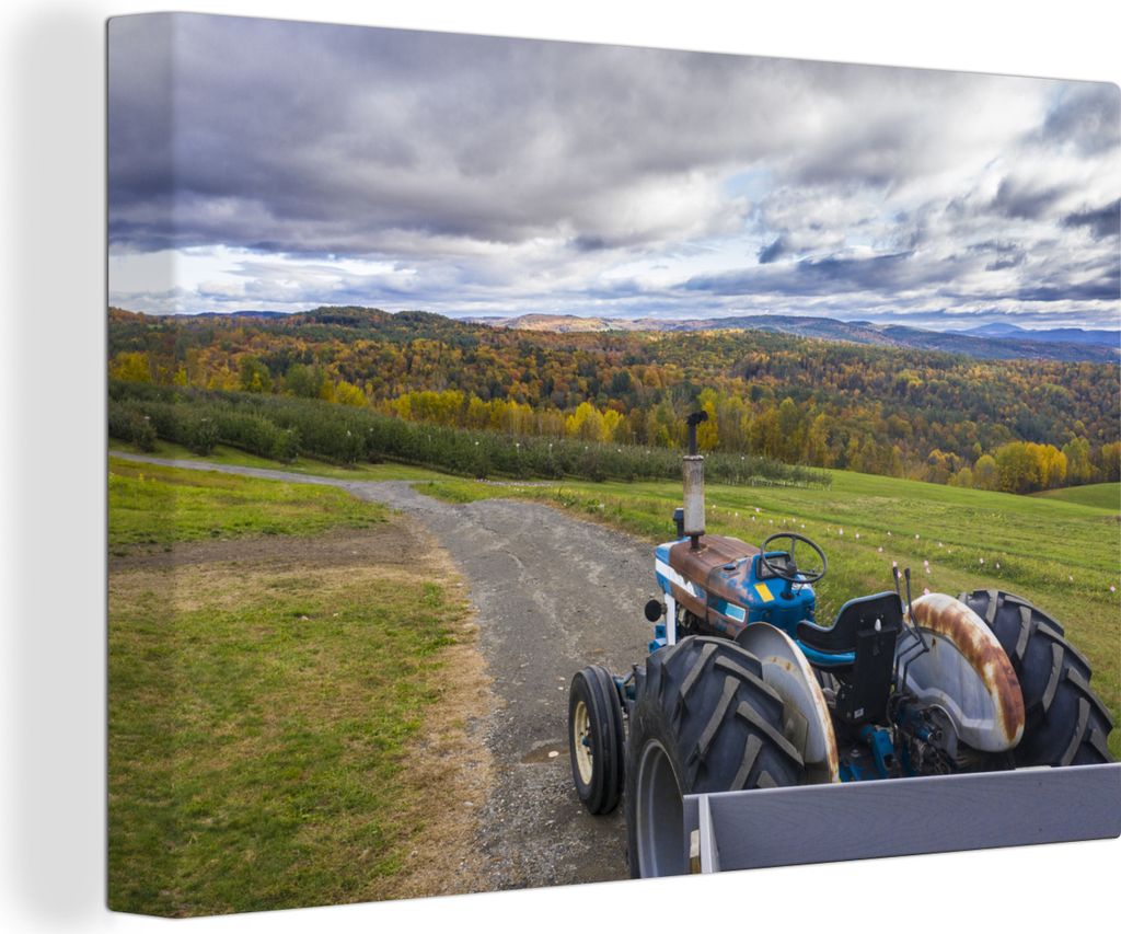 OneMillionCanvasses - Leinwandbilder - 150x100 cm, Traktor - Natur - Wolke, Wandbilder Kunstdruck Wanddekoration